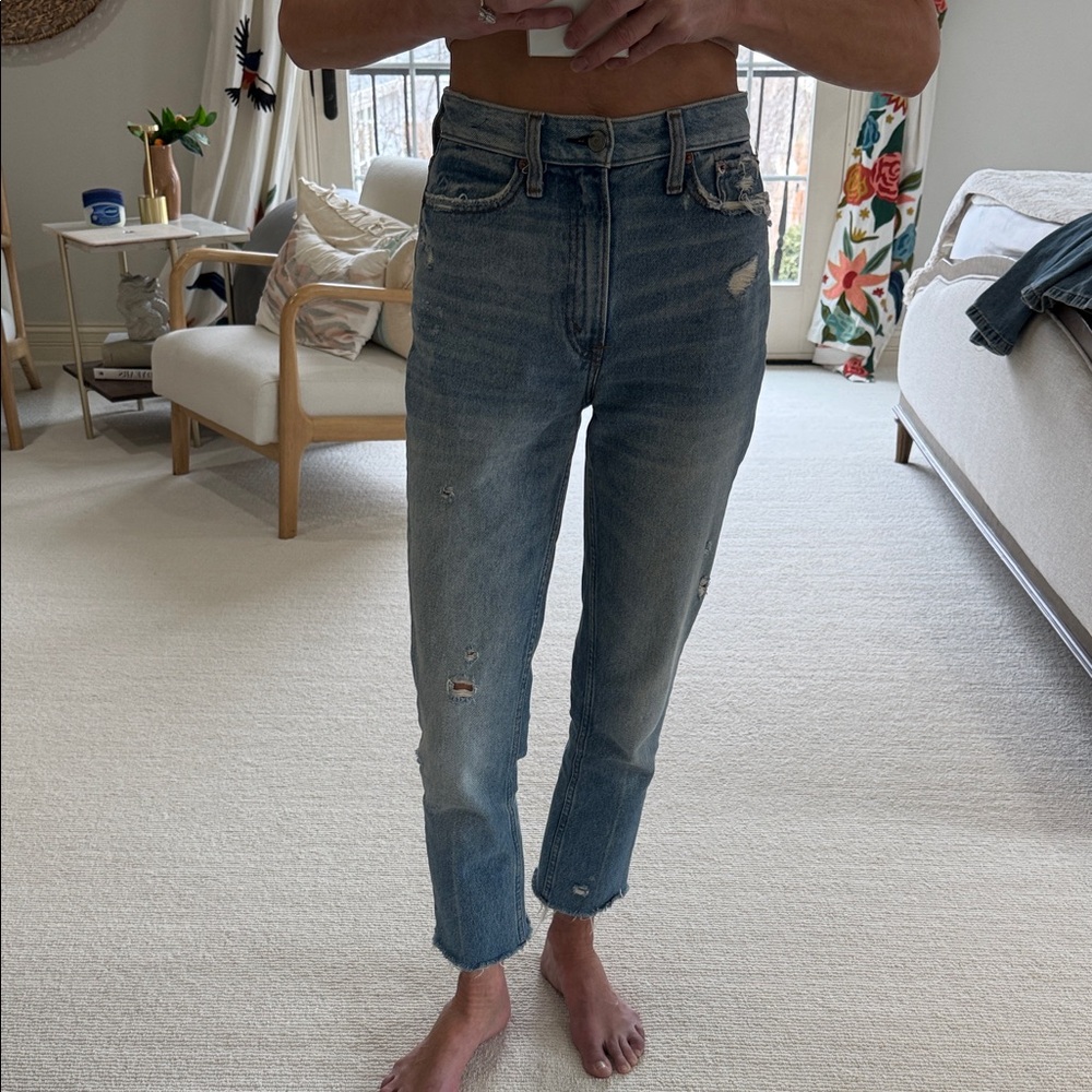 Abercrombie & Fitch Light Blue Cropped Jeans